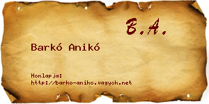 Barkó Anikó névjegykártya